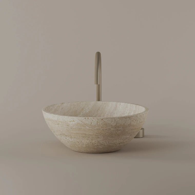 Round Marble Vessel Sink 16"