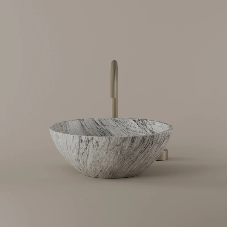 Round Marble Vessel Sink 16"