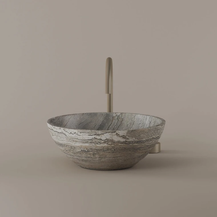 Round Marble Vessel Sink 16"