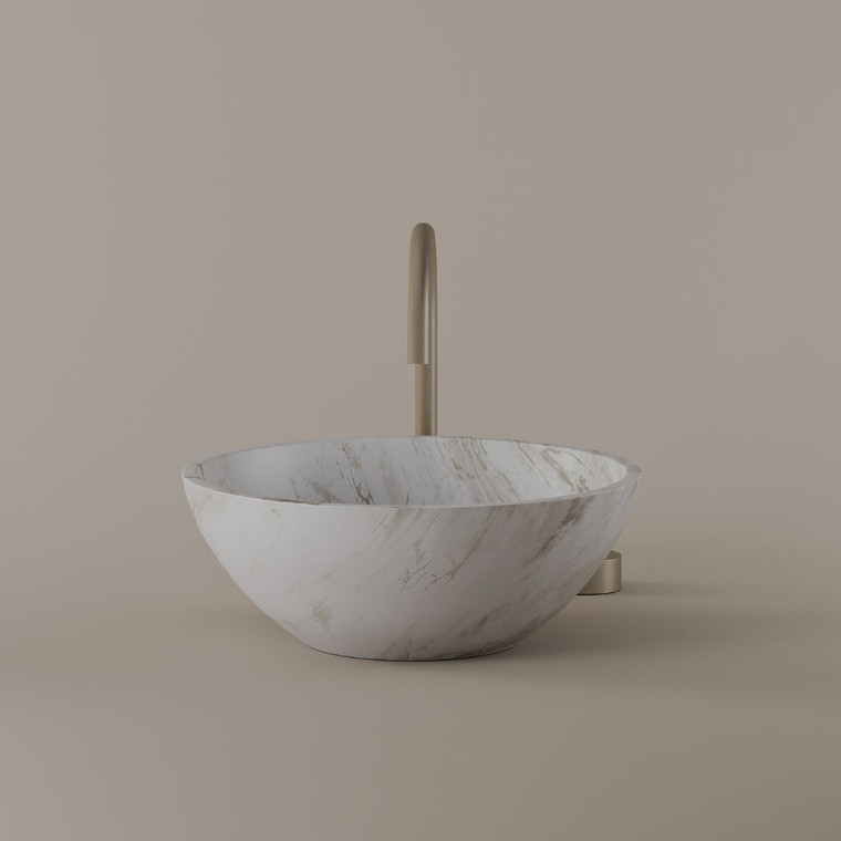 Round Marble Vessel Sink 16"