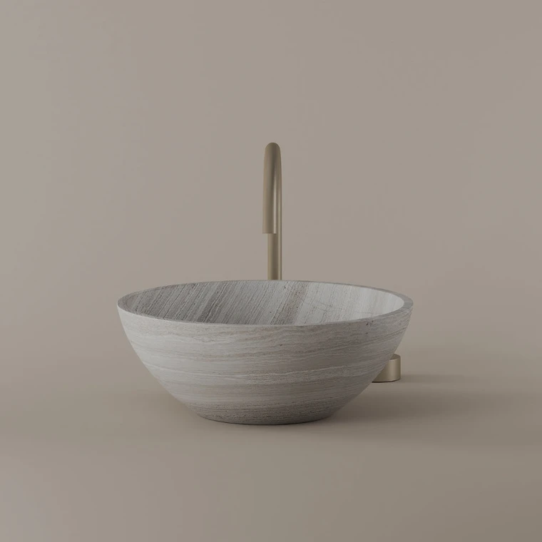 Round Marble Vessel Sink 16"