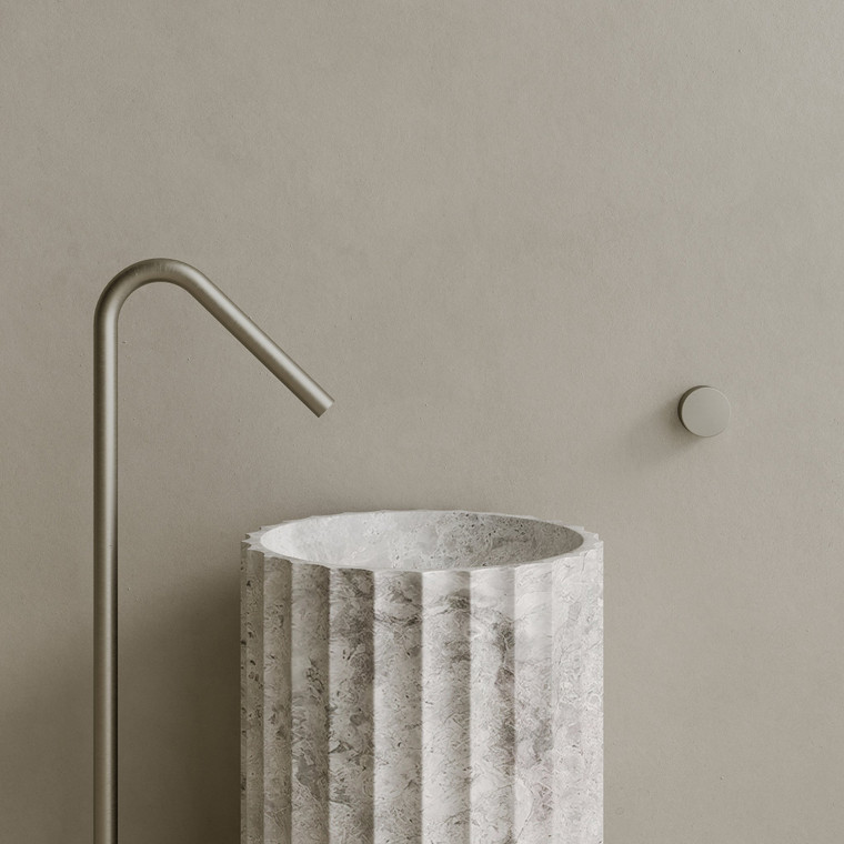 Cavo Handcrafted Fluted Stone Pedestal Sink