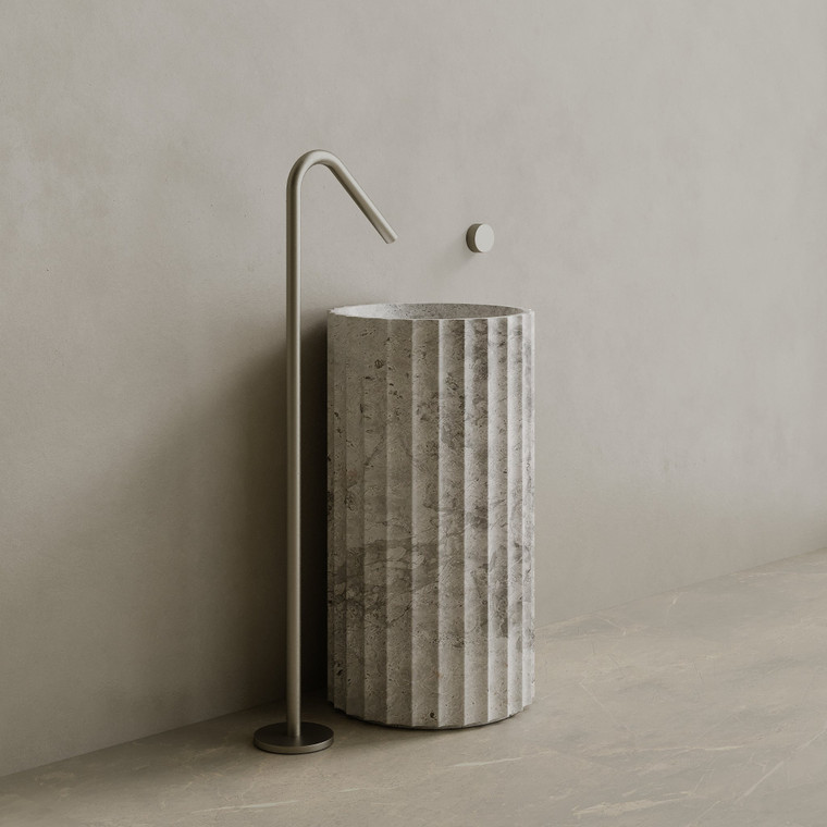 Cavo Handcrafted Fluted Stone Pedestal Sink