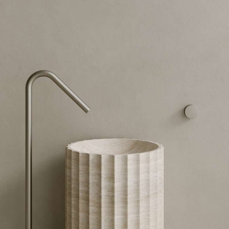 Cavo Handcrafted Fluted Stone Pedestal Sink