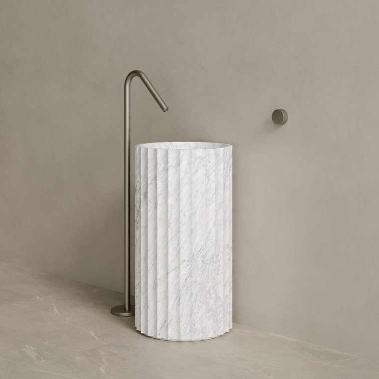 Cavo Handcrafted Fluted Stone Pedestal Sink