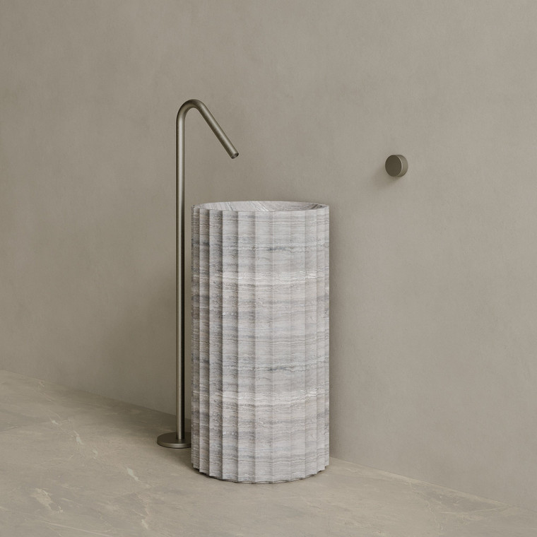 Cavo Handcrafted Fluted Stone Pedestal Sink