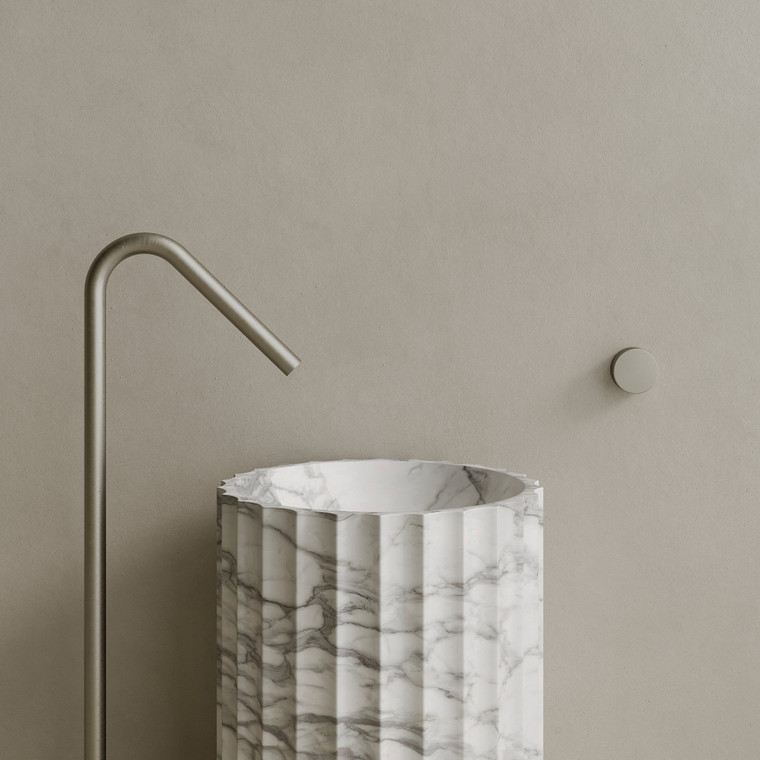 Cavo Handcrafted Fluted Stone Pedestal Sink