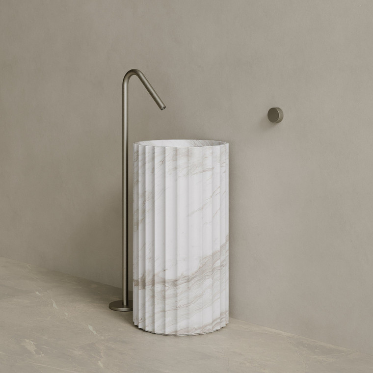 Cavo Handcrafted Fluted Stone Pedestal Sink