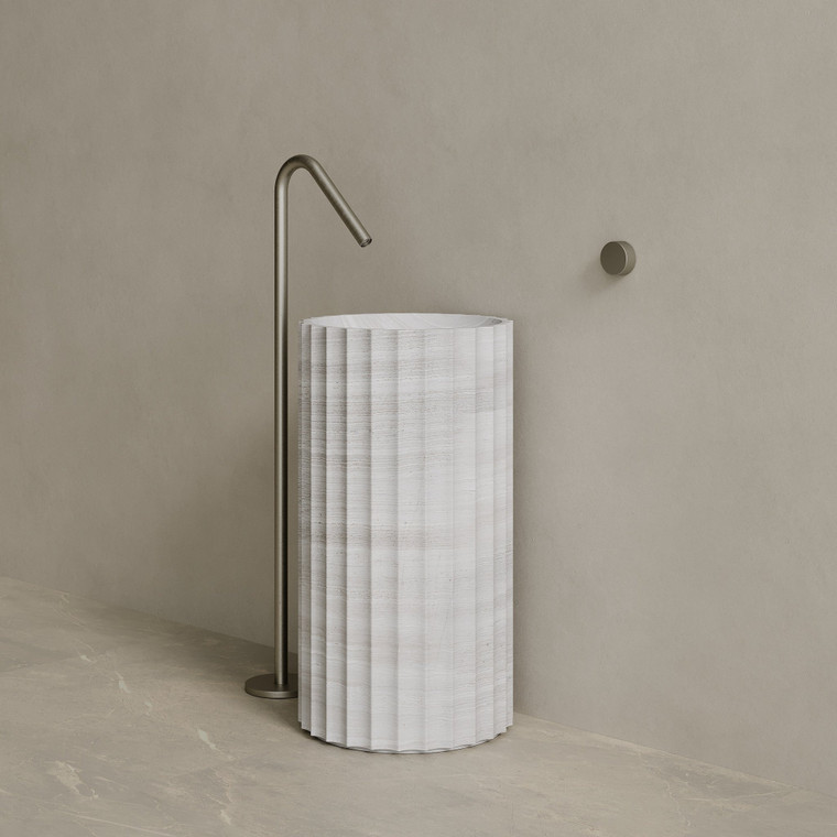 Cavo Handcrafted Fluted Stone Pedestal Sink