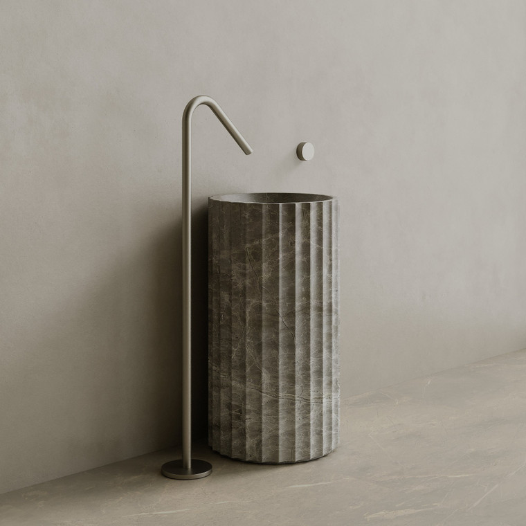 Cavo Handcrafted Fluted Stone Pedestal Sink