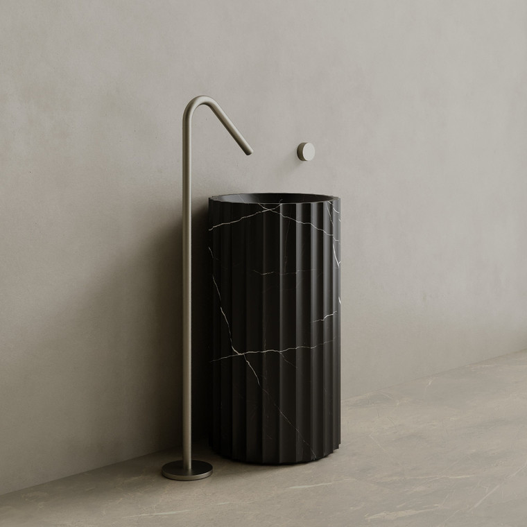 Cavo Handcrafted Fluted Stone Pedestal Sink