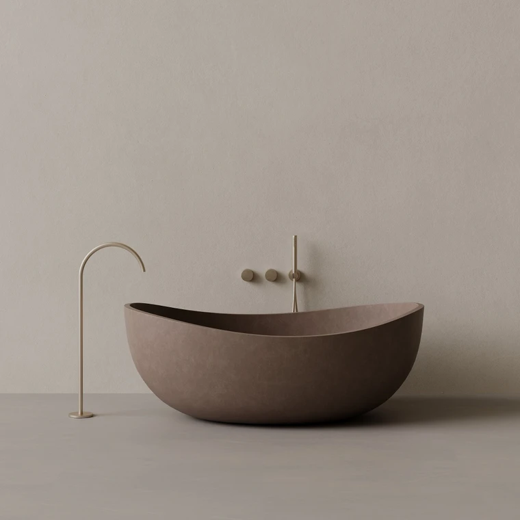 67" x 38" Concrete Oval Freestanding Bathtub