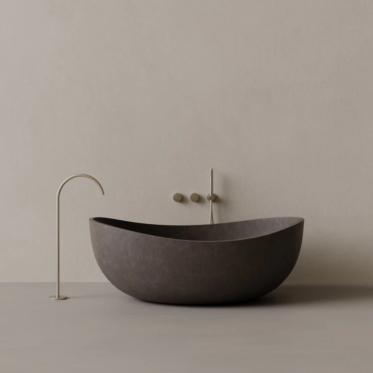 67" x 38" Concrete Oval Freestanding Bathtub
