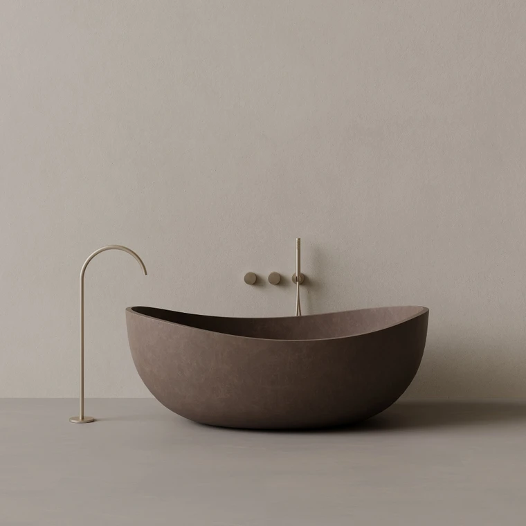 67" x 38" Concrete Oval Freestanding Bathtub