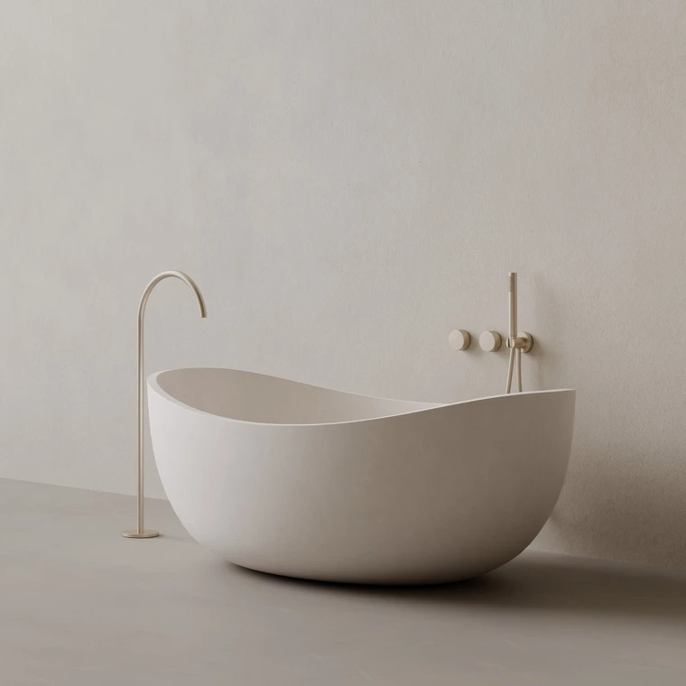 67" x 38" Concrete Oval Freestanding Bathtub