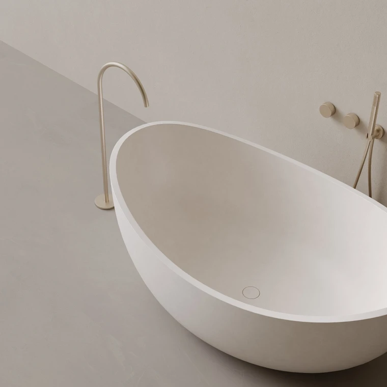 67" x 38" Concrete Oval Freestanding Bathtub