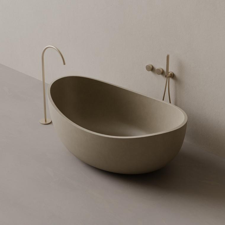 67" x 38" Concrete Oval Freestanding Bathtub
