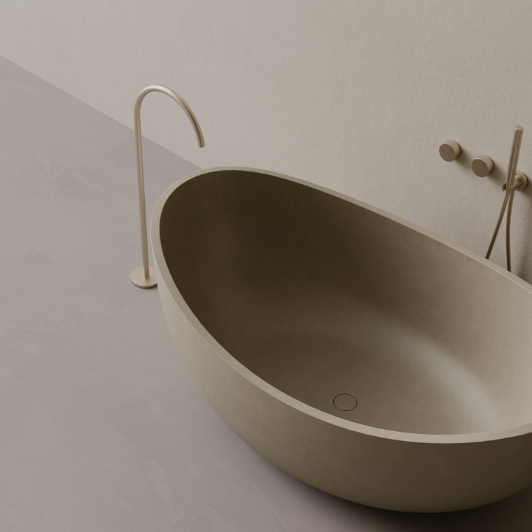 67" x 38" Concrete Oval Freestanding Bathtub