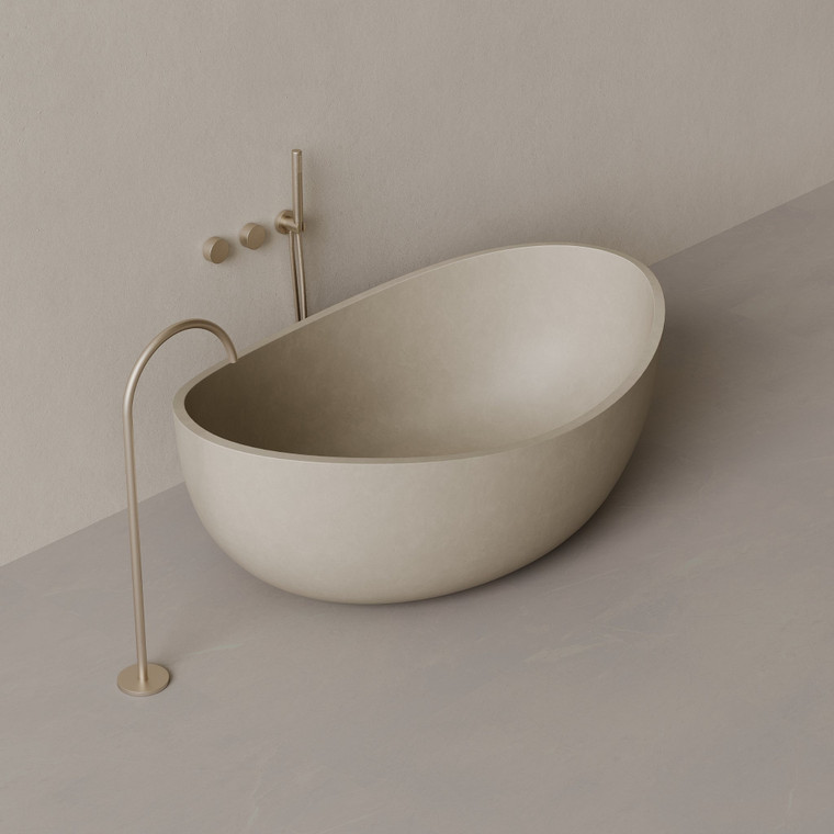 67" x 38" Concrete Oval Freestanding Bathtub