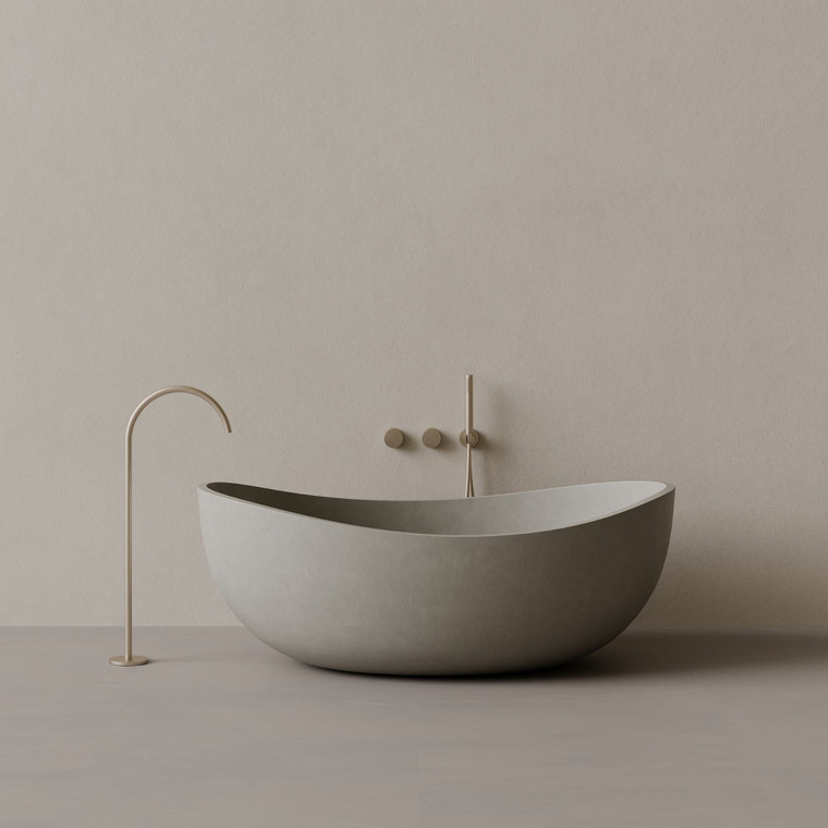 67" x 38" Concrete Oval Freestanding Bathtub
