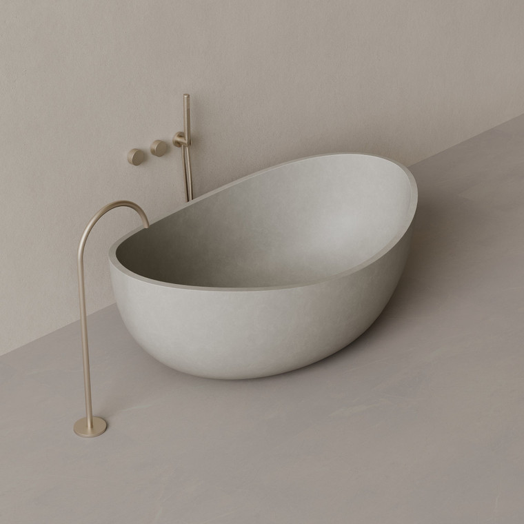 67" x 38" Concrete Oval Freestanding Bathtub