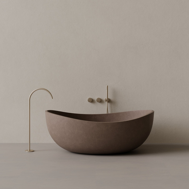 67" x 38" Concrete Oval Freestanding Bathtub