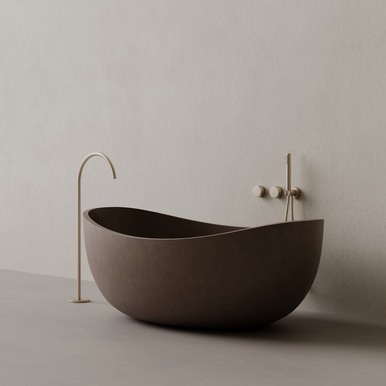 67" x 38" Concrete Oval Freestanding Bathtub