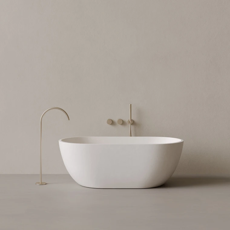 59" x 30" Concrete Oval Freestanding Bathtub