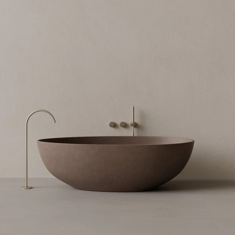 72" x 35" Concrete Oval Freestanding Bathtub