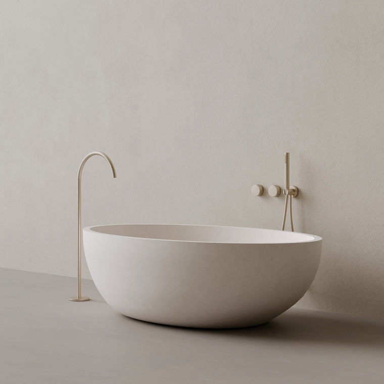 67" x 38" Concrete Oval Freestanding Bathtub