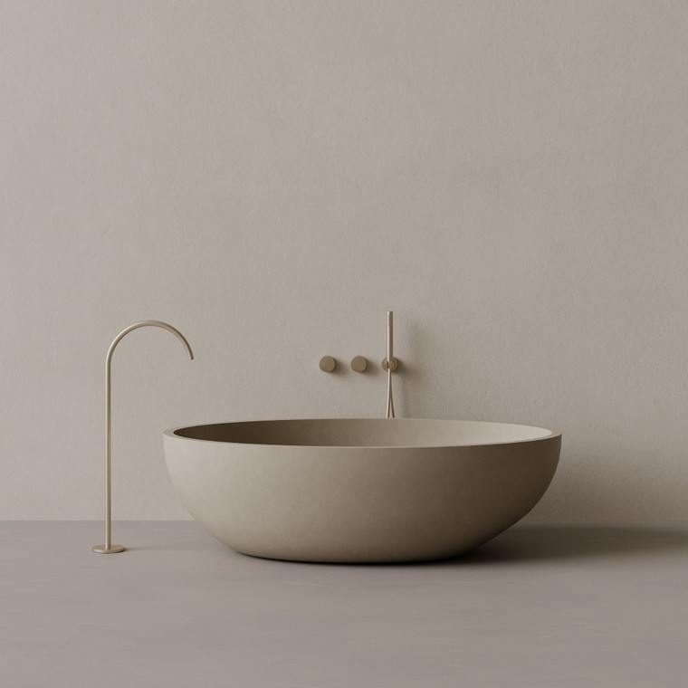 67" x 38" Concrete Oval Freestanding Bathtub
