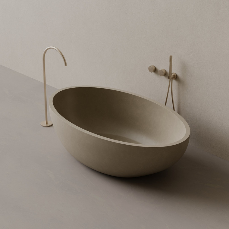67" x 38" Concrete Oval Freestanding Bathtub