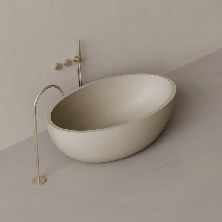 67" x 38" Concrete Oval Freestanding Bathtub