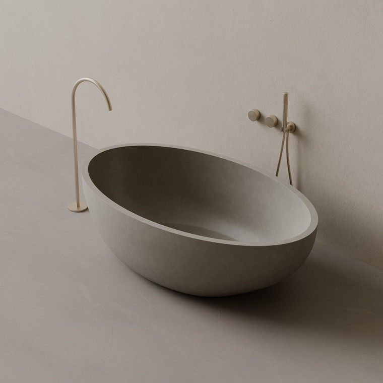 67" x 38" Concrete Oval Freestanding Bathtub