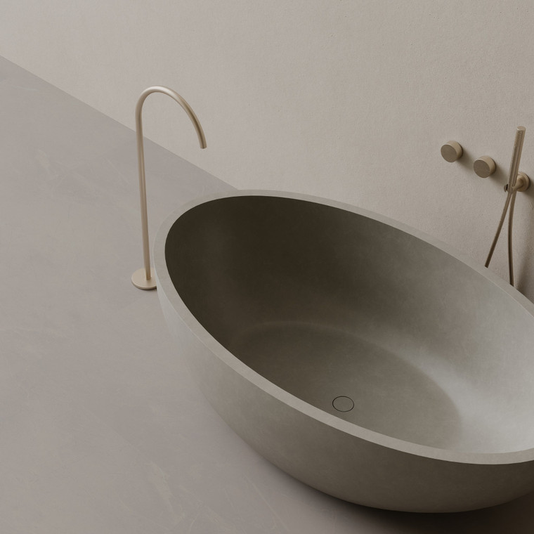 67" x 38" Concrete Oval Freestanding Bathtub