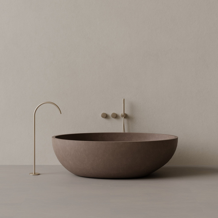67" x 38" Concrete Oval Freestanding Bathtub