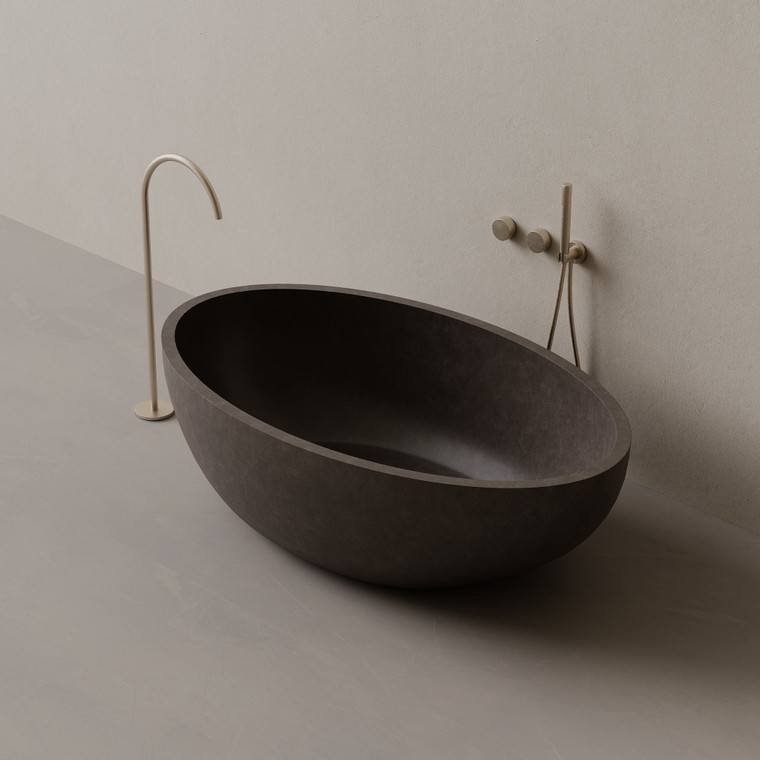 67" x 38" Concrete Oval Freestanding Bathtub