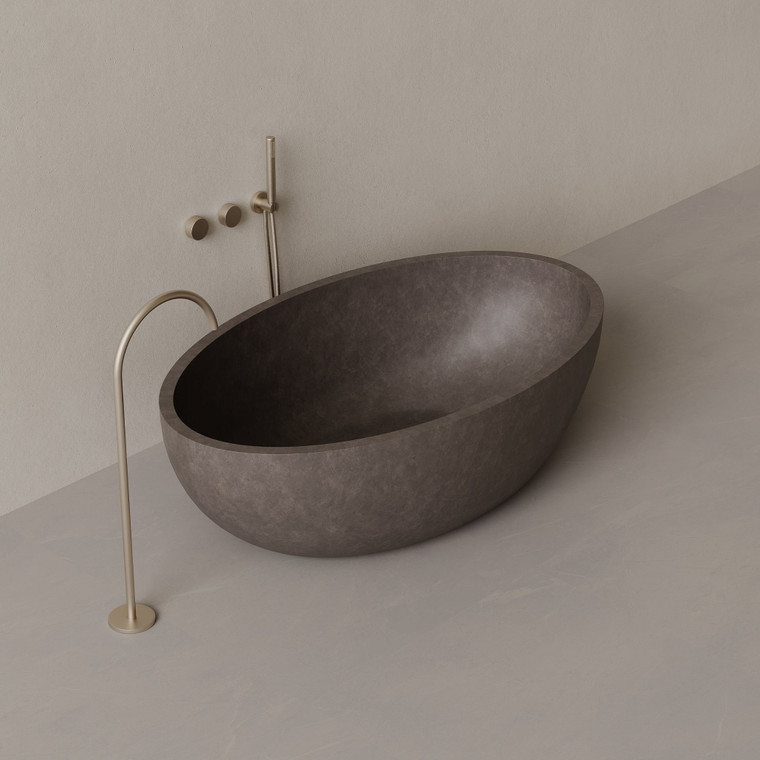 67" x 38" Concrete Oval Freestanding Bathtub
