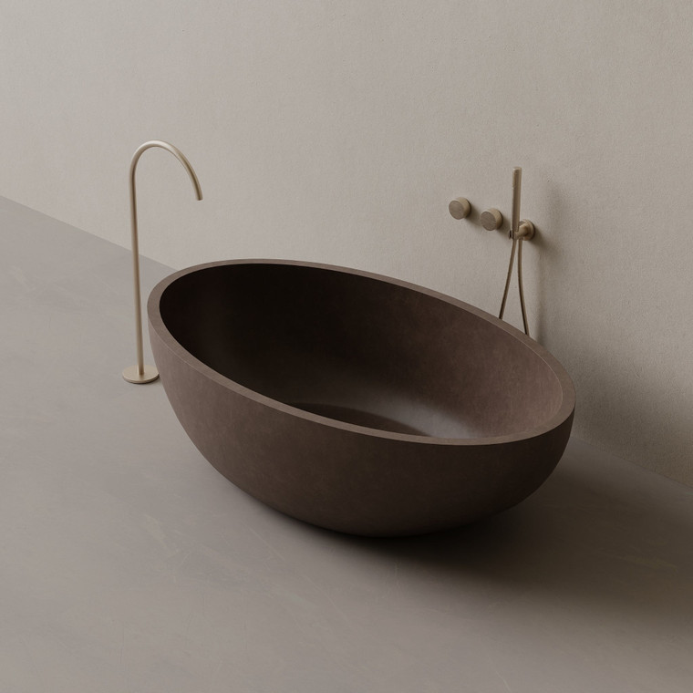 67" x 38" Concrete Oval Freestanding Bathtub