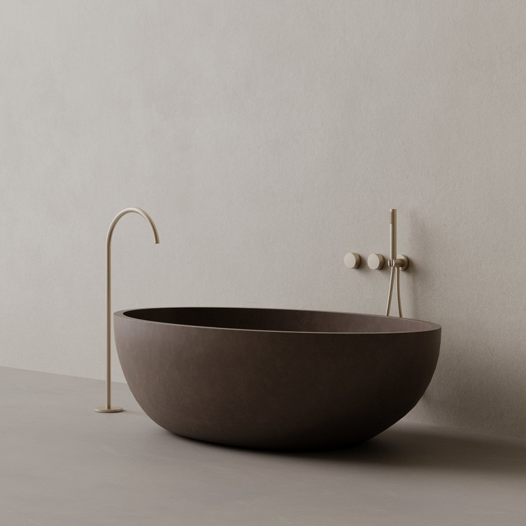 67" x 38" Concrete Oval Freestanding Bathtub