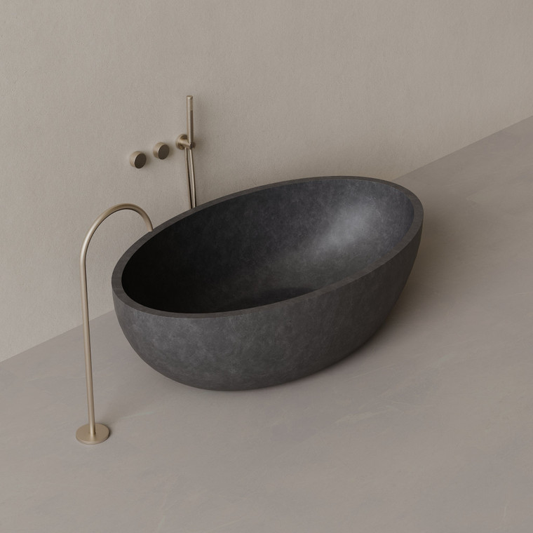 67" x 38" Concrete Oval Freestanding Bathtub