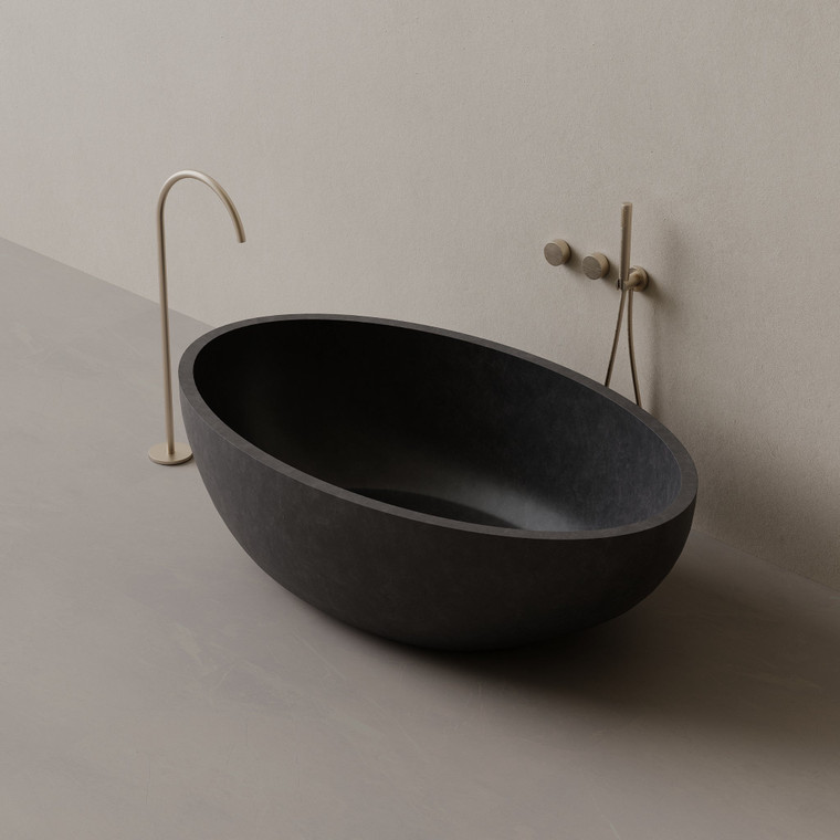 67" x 38" Concrete Oval Freestanding Bathtub