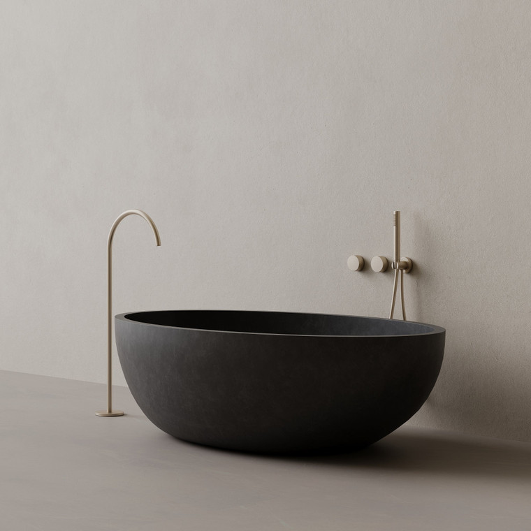 67" x 38" Concrete Oval Freestanding Bathtub