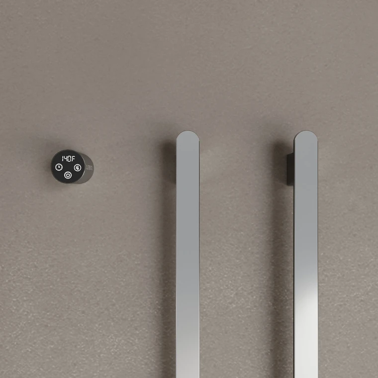 Wall-Mounted Vertical Heated Towel Rack with Digital Display
