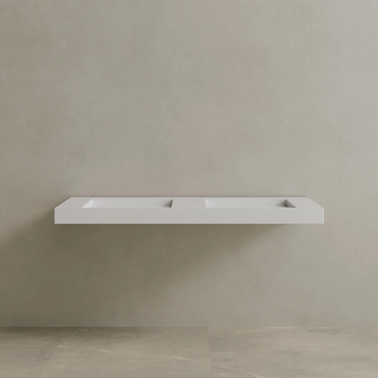 60" Floating Stone Resin Vanity Top with Double Sink