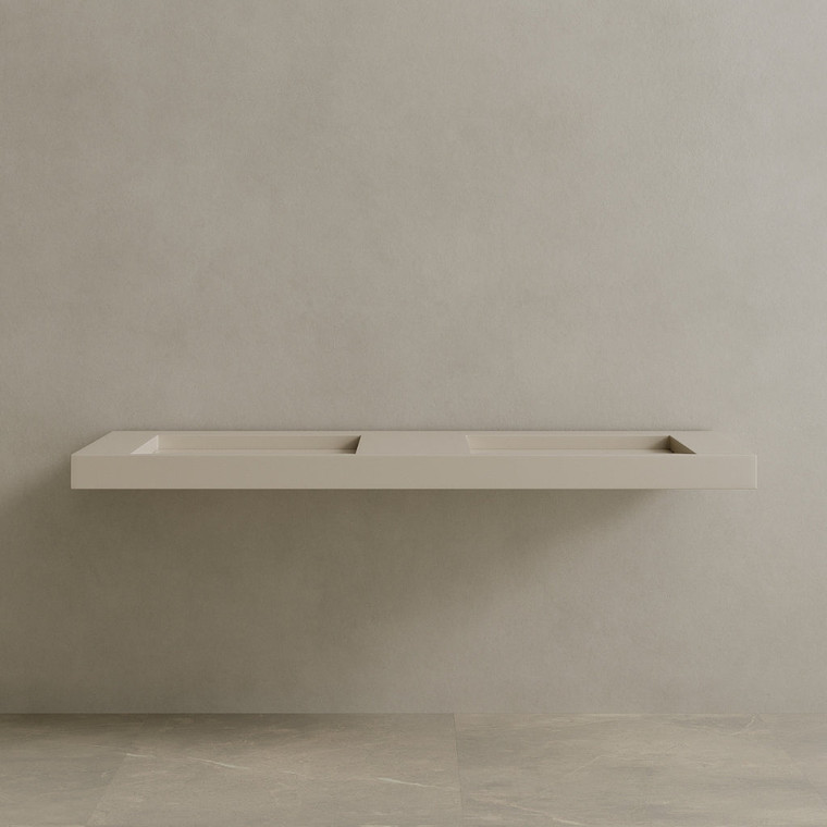 70" Floating Stone Resin Vanity Top with Double Sink