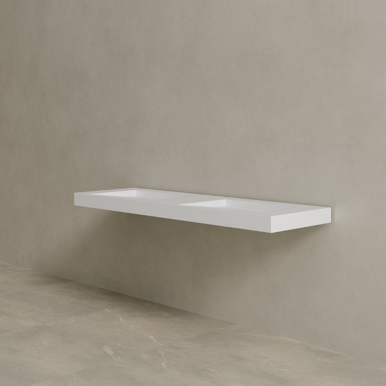 70" Floating Stone Resin Vanity Top with Double Sink