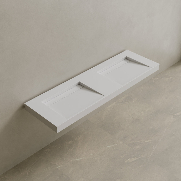 70" Floating Stone Resin Vanity Top with Double Sink
