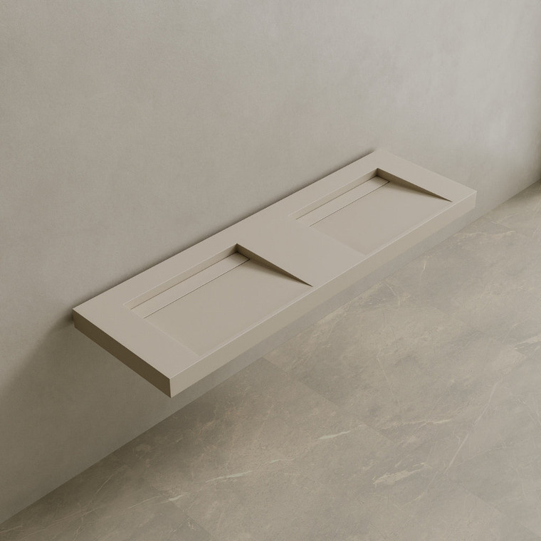 70" Floating Stone Resin Vanity Top with Double Sink