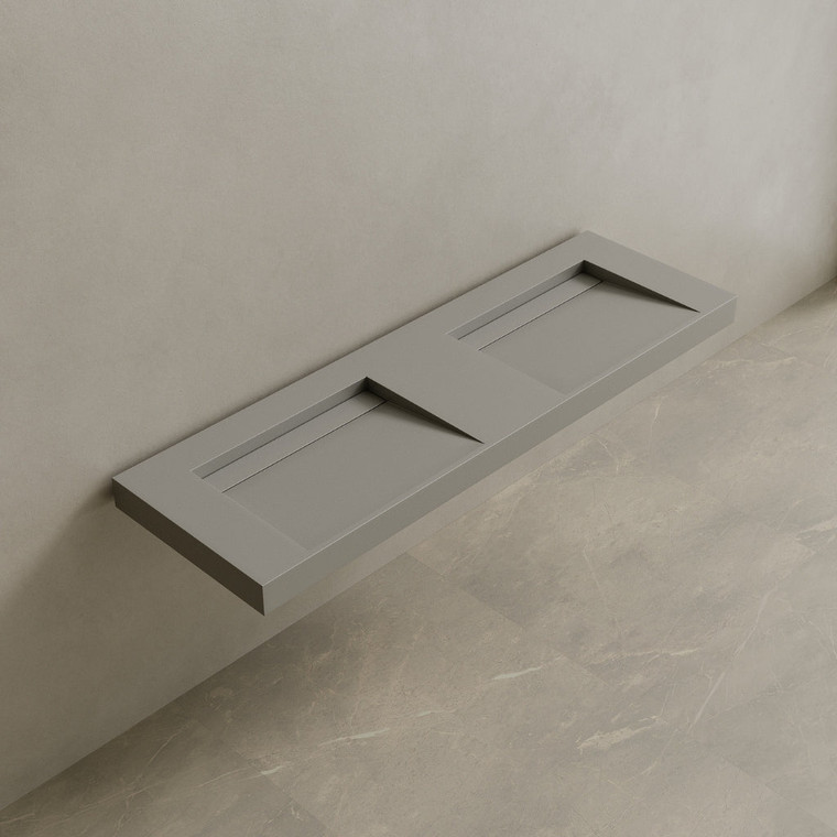 70" Floating Stone Resin Vanity Top with Double Sink